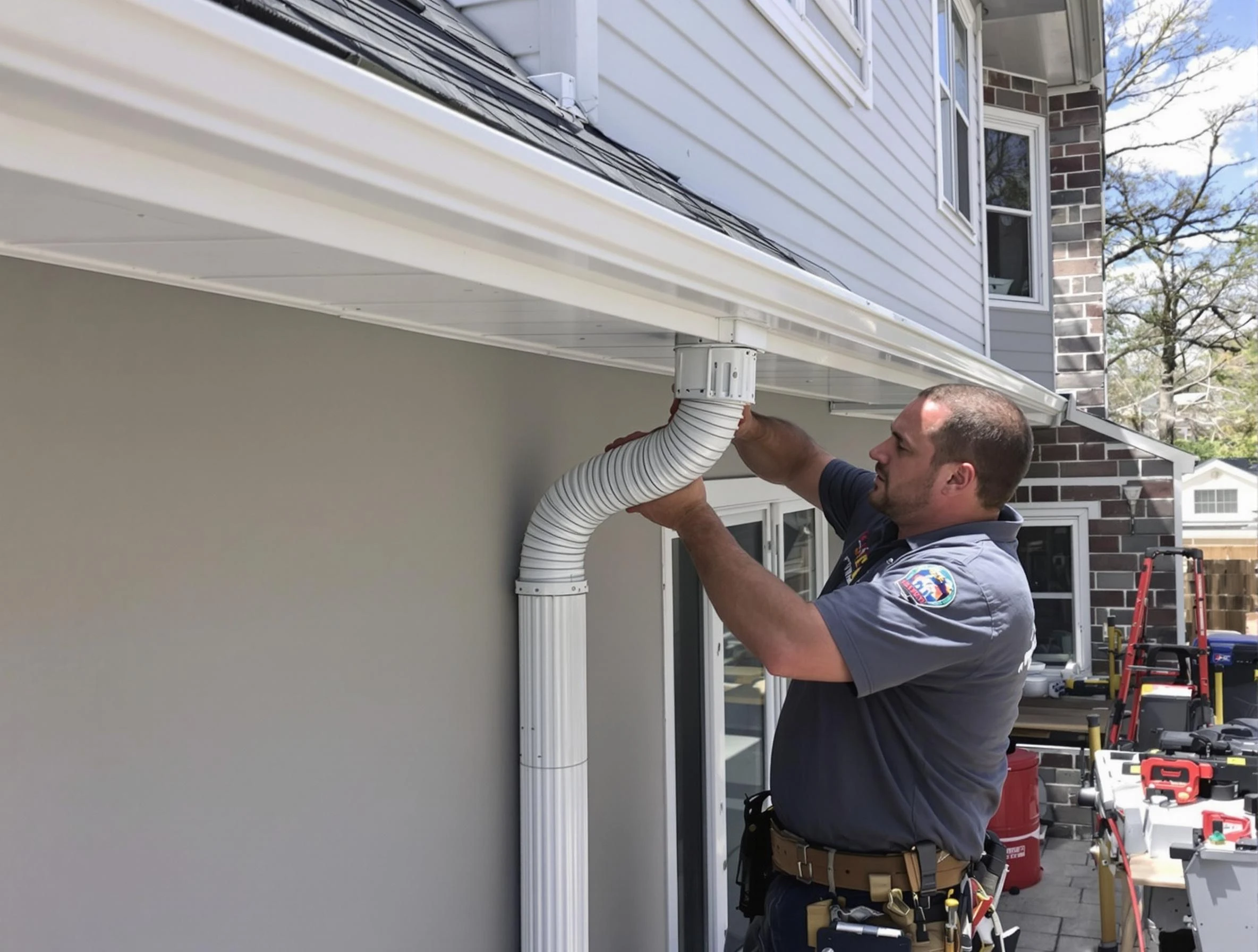 Downspouts installed by Medina Roofing Company to guide water away in Medina, OH